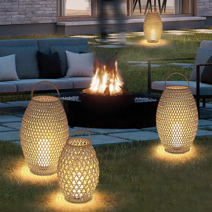 Outdoor Bamboo Weaving Portable Waterproof 1-Light Garden Landscape Light
