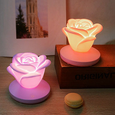 Modern Silicone Rose Flower LED Night Light Table Lamp