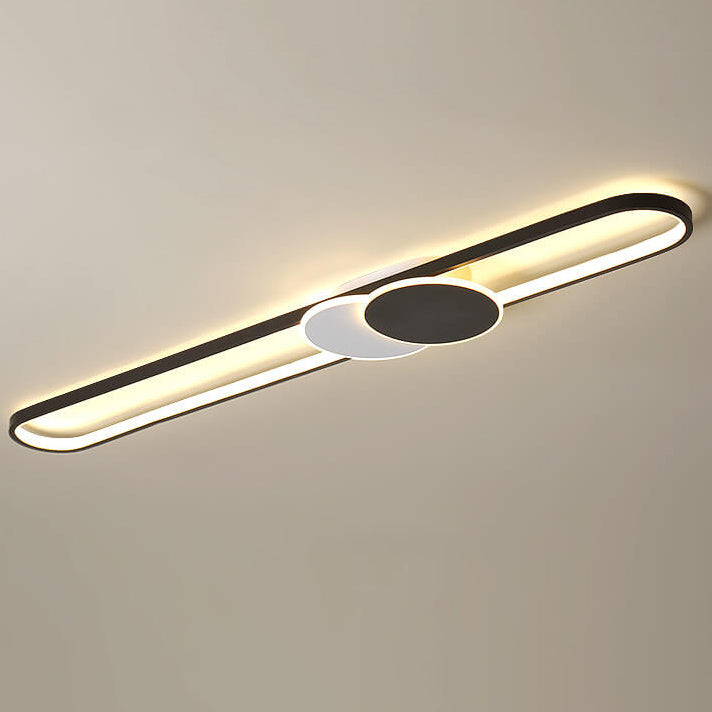 Minimalistisches Langstab-Doppelkreis-Dekor-Design LED-Deckenleuchte 