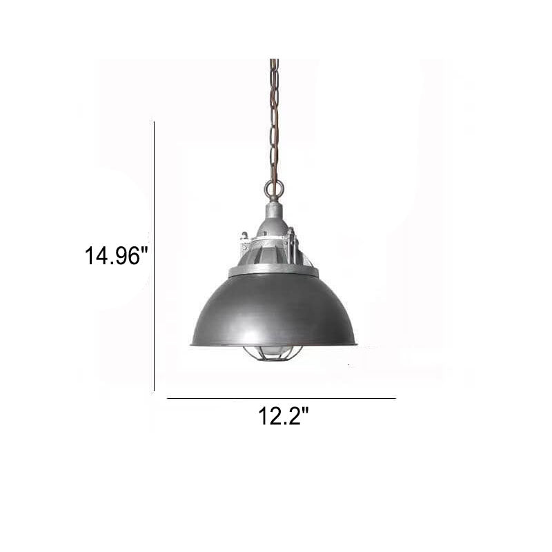 Vintage Industrial Aluminum Iron Glass Dome 1-Light Pendant Light