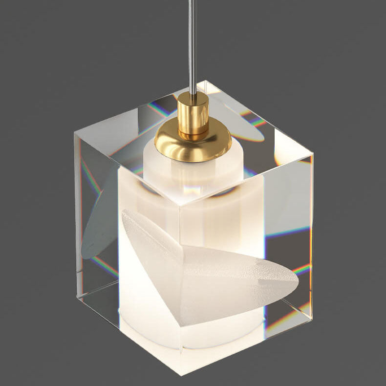 Contemporary Luxury Cube H65 Brass Acrylic 1-Light Wall Sconce Lamp For Living Room &amp; Bedroom