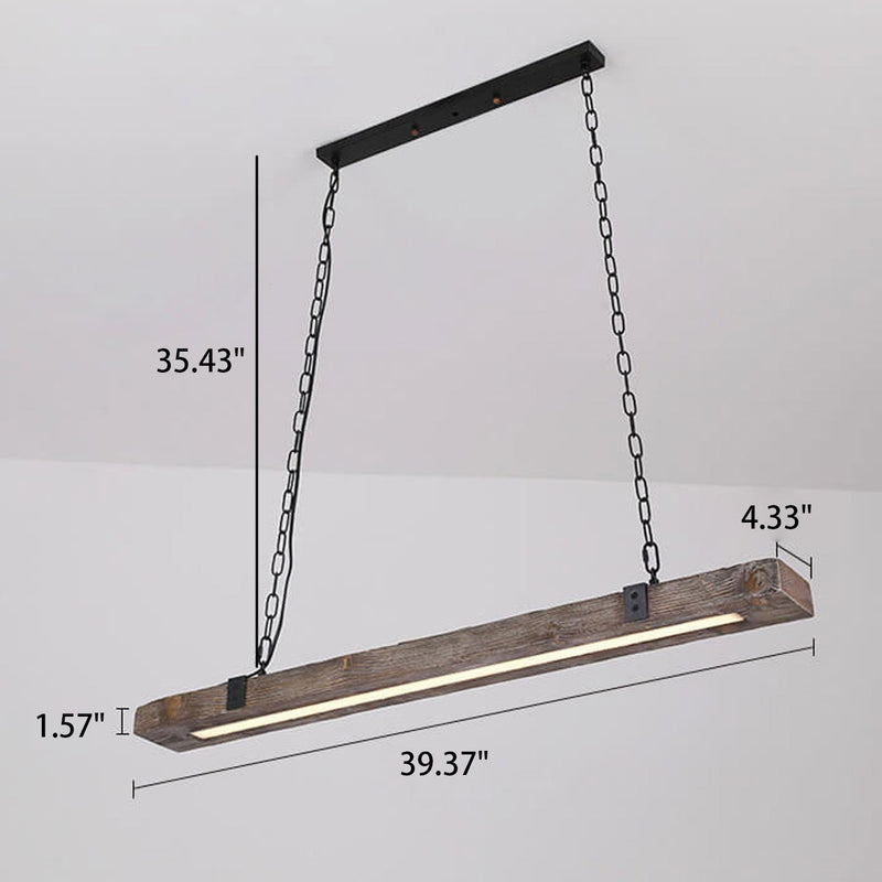 Vintage Industrial Wooden Long Bar Island Light LED Chandelier