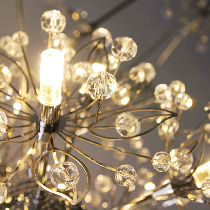 Contemporary Nordic Light Luxury Round Ball Stainless Steel Crystal LED Chandelier For Hallway