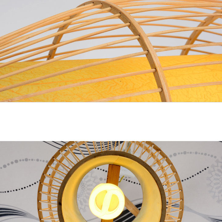 Japanese Creative Bamboo Weaving Oval Lantern 1- Light Wall Sconce Lamp