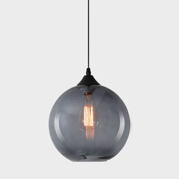 Moderner minimalistischer 1-flammiger Pendelleuchte aus farbigem Rundglas und Eisen für das Wohnzimmer 