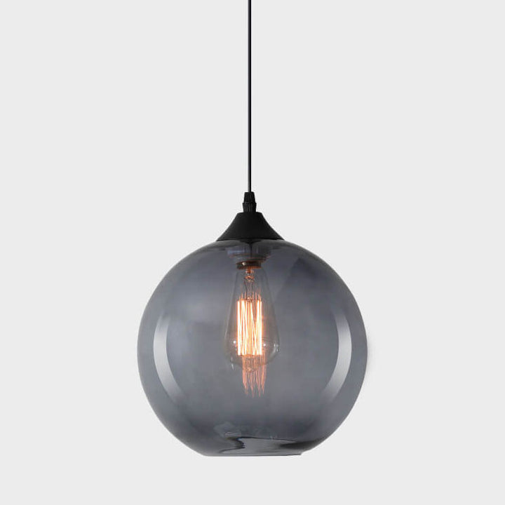 Moderner minimalistischer 1-flammiger Pendelleuchte aus farbigem Rundglas und Eisen für das Wohnzimmer 