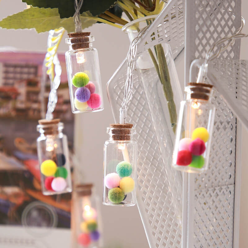Lumière de chaîne décorative à LED de Noël avec bouteille à souhaits, arbre, neige et boîtier à piles 