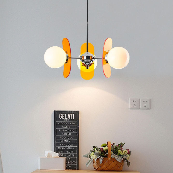 Moderner Mid-Century Acryl Magic Bean Glasschirm 3/5/6/8-Licht Kronleuchter für Wohnzimmer