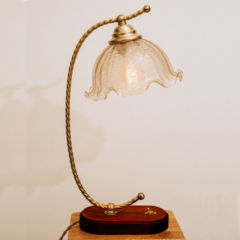 Lampe de table décorative à 1 lumière avec abat-jour en verre français rétro 