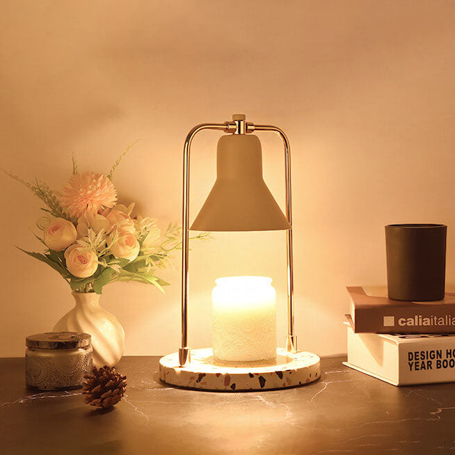 Lampe de table en cire fondue à 2 lumières avec abat-jour en marbre jaune moderne 