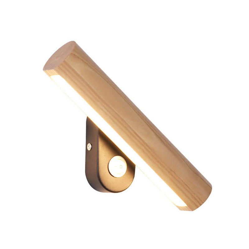 Nordic Simple Solid Wood Bar Rotating LED Wall Sconce Lamp
