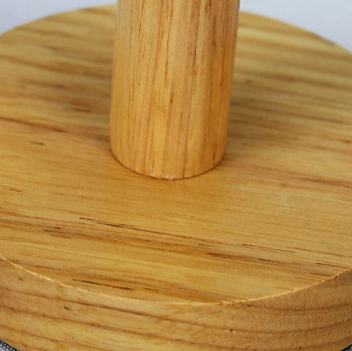 Minimalist Minimalist Fabric Cylinder Wood Hardware Base LED Table Lamp for Living Room