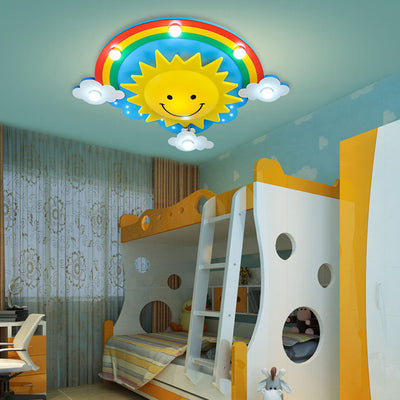 Modern Creative Rainbow Sun Children's LED Flush Mount Lighting