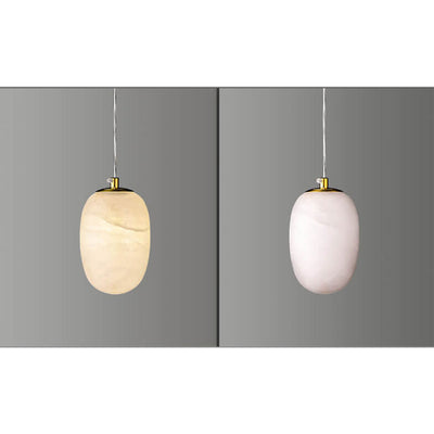 Modern Luxury Round Marble Brass 1-Light Pendant Light