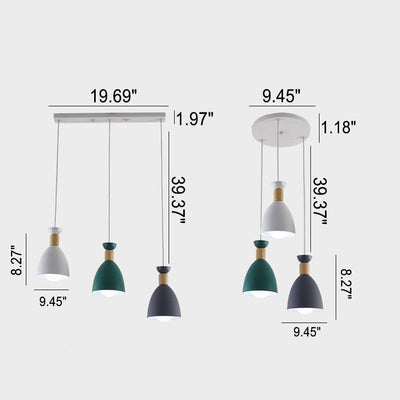 Nordic Simple Macaron Cone 3-Light Island Light Kronleuchter