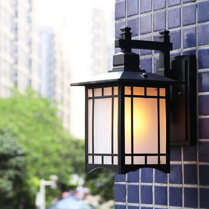 Lampe murale 1 lumière en forme de pavillon chinois en aluminium solaire étanche moderne 