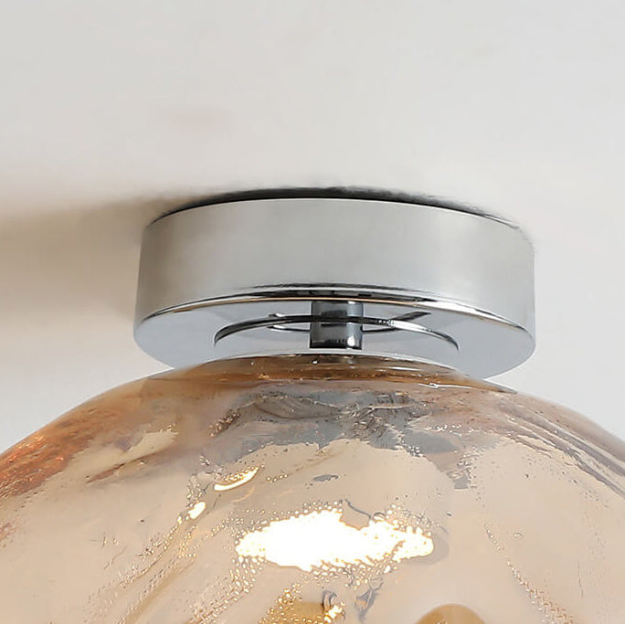 Nordic Creative Amber Glass Cloud Design LED Semi-Flush Mount Ceiling Light