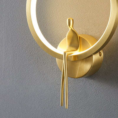Nordic Minimalist Creative Round Full Copper LED Wall Scone Lamp