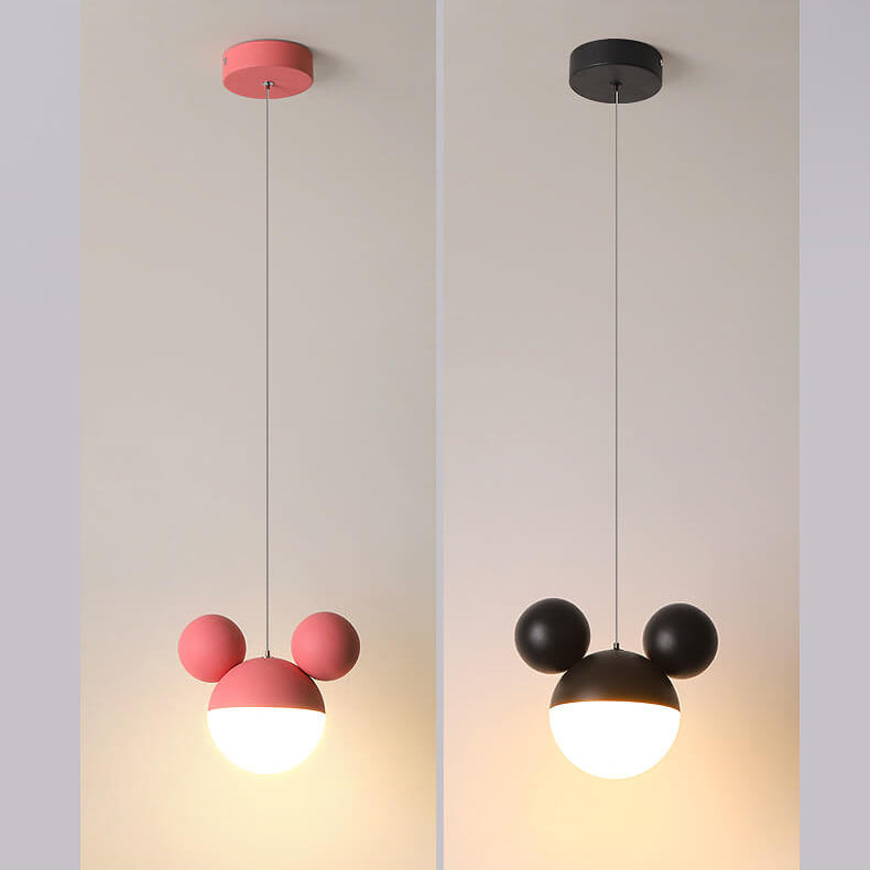 Kindliche minimalistische LED-Hängeleuchte im Mickey-Mouse-Design in Macaron-Farbe 