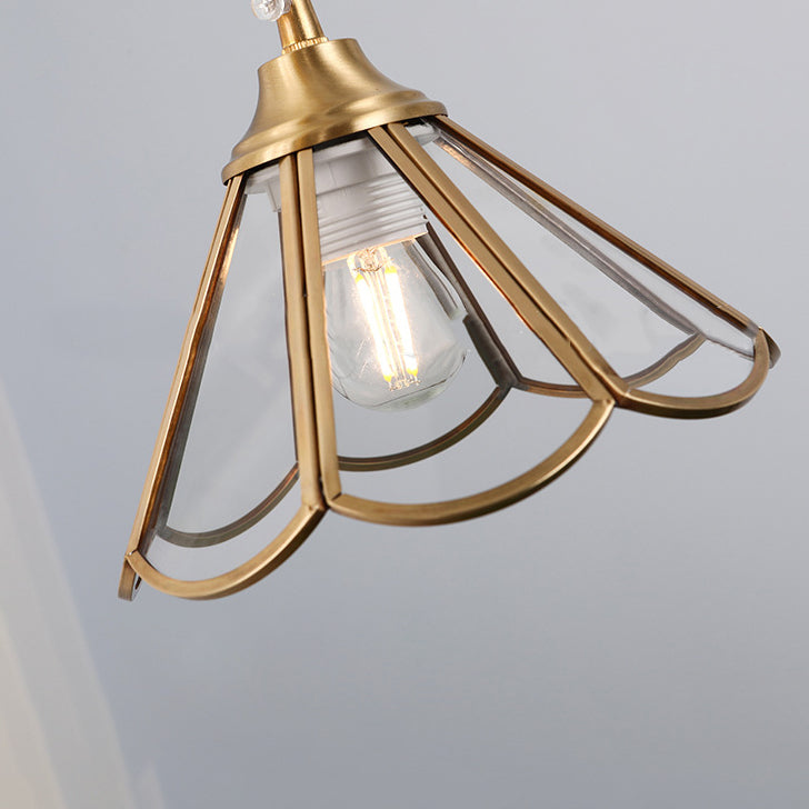 Japanese Vintage Petal Cone Brass 1-Light Pendant Light