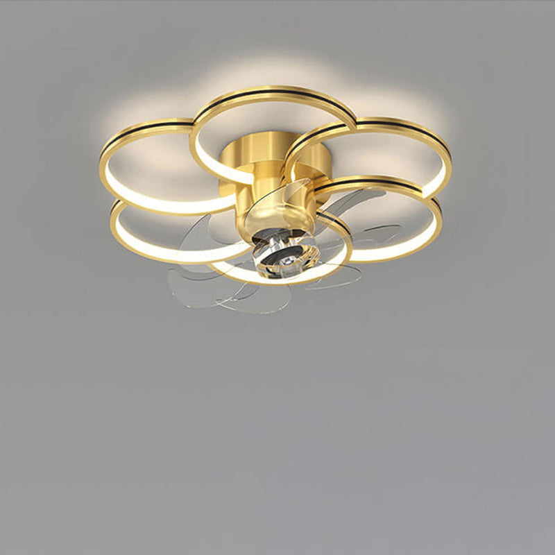 Modern Luxury Flower Petal Design LED Flush Mount Ceiling Fan Light