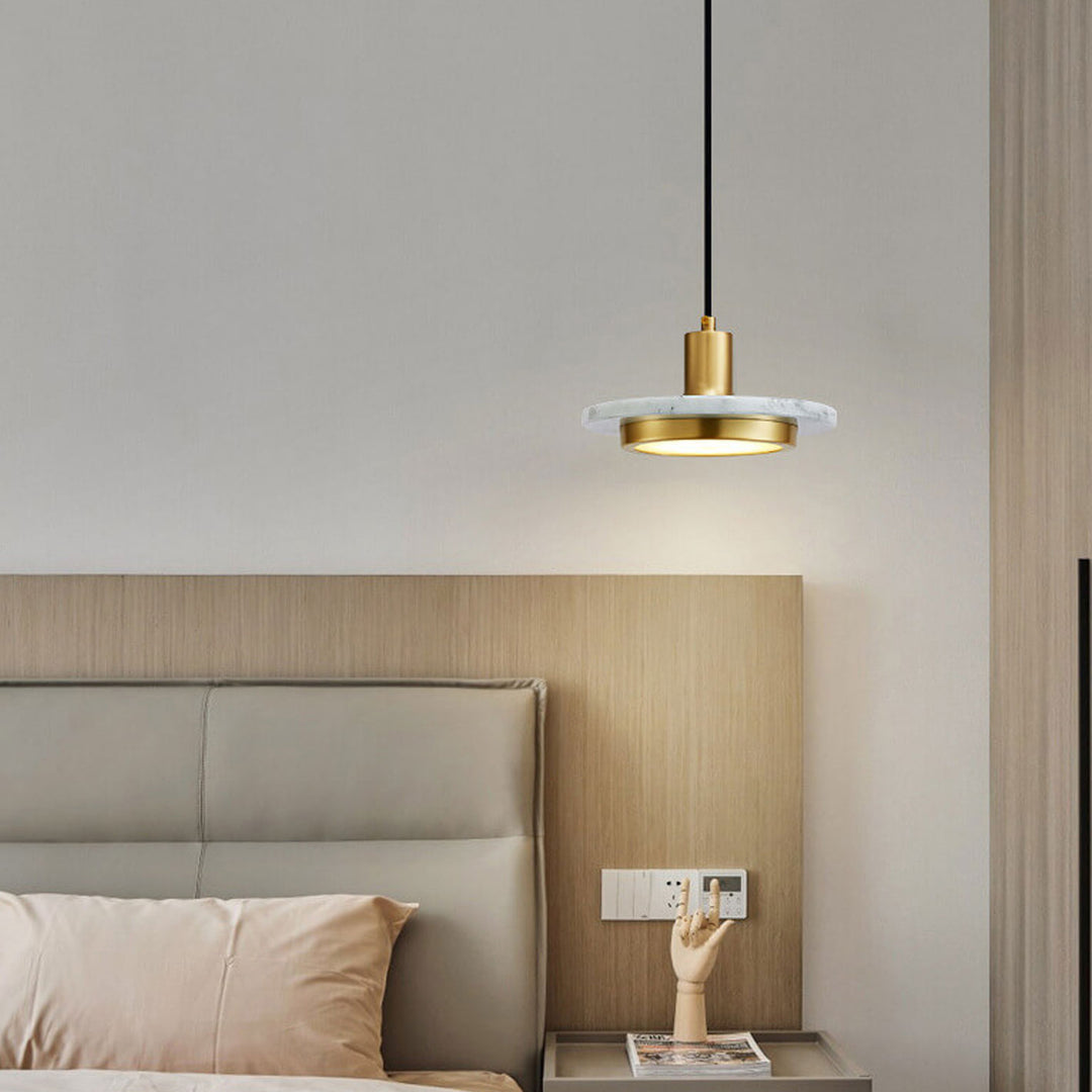Lustre suspendu en cuivre et marbre Nordic Light Luxury à 1 lumière 