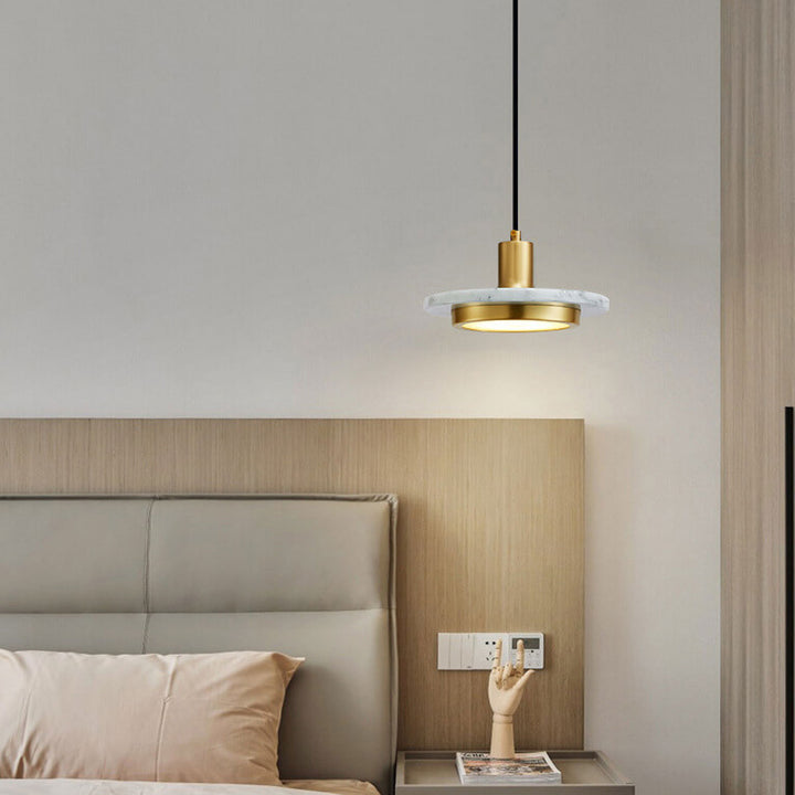 Lustre suspendu en cuivre et marbre Nordic Light Luxury à 1 lumière 