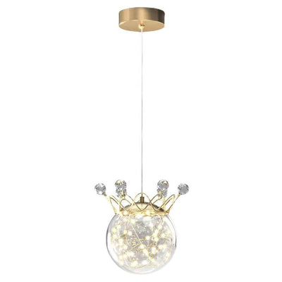 Modern Starry Crown Glass Orb LED Pendant Light