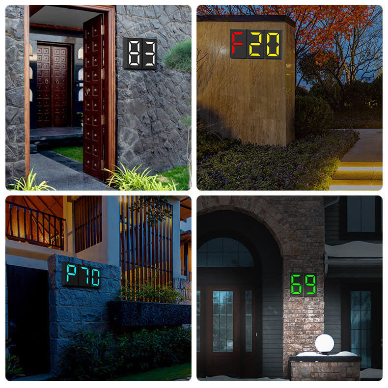 Solar Door Sign Digital RGB LED Outdoor Decoration Wall Sconce Lamp