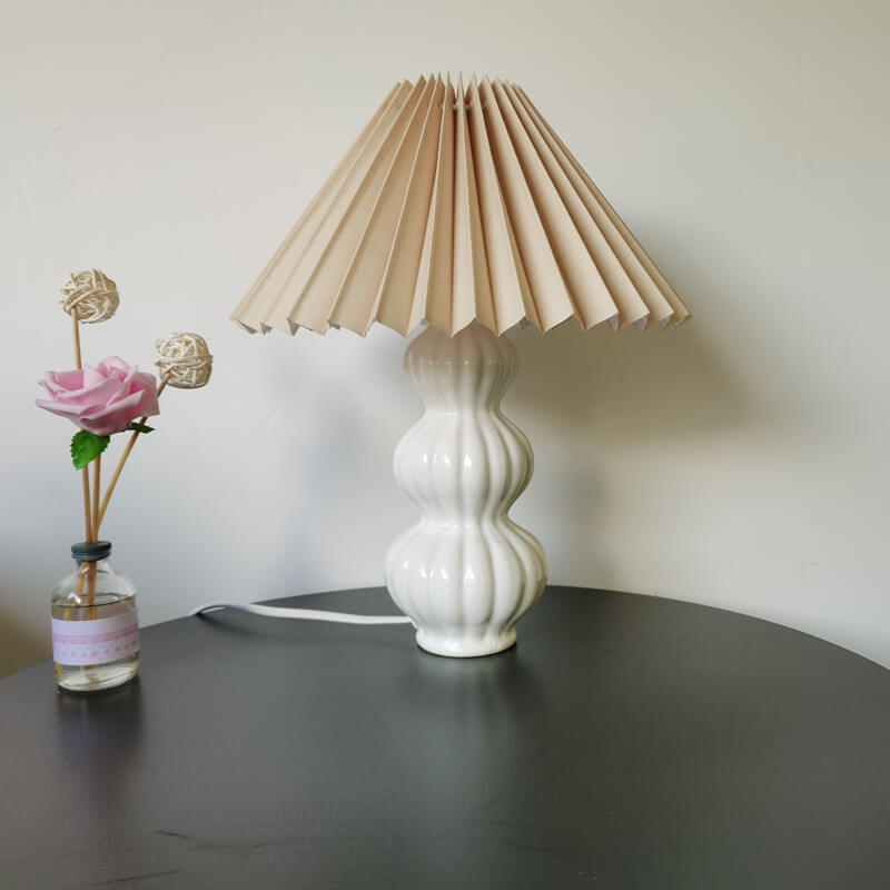 Lampe de Table 1 Lumière en Céramique Plissée Créative Traditionnelle Européenne 