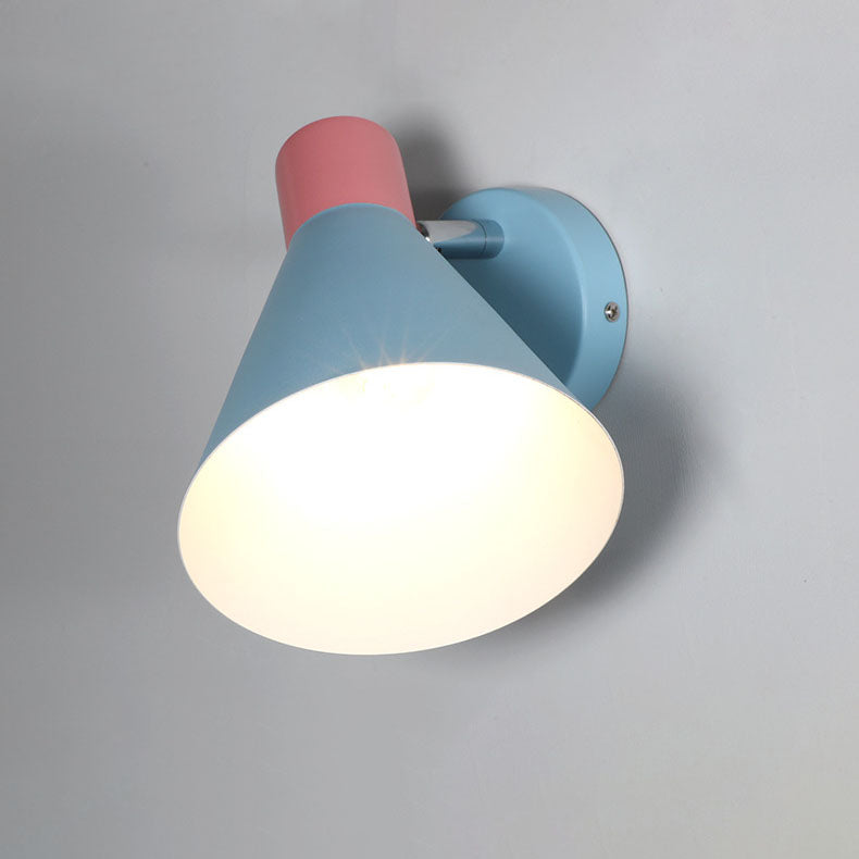 Nordic Simple Blue Cone Shade 1-Light Reading Wall Sconce Lamp