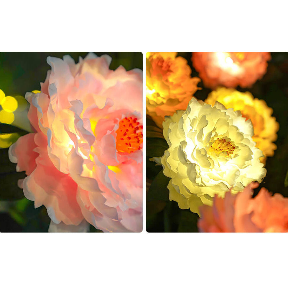 Moderne Simulation Pfingstrosenblumendekoration Wasserdichtes Solar-LED-Garten-Bodenlicht im Freien 