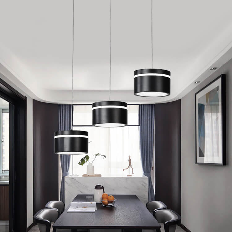 Nordic Minimalist Iron Round Drum Shade 3-Light LED Chandelier