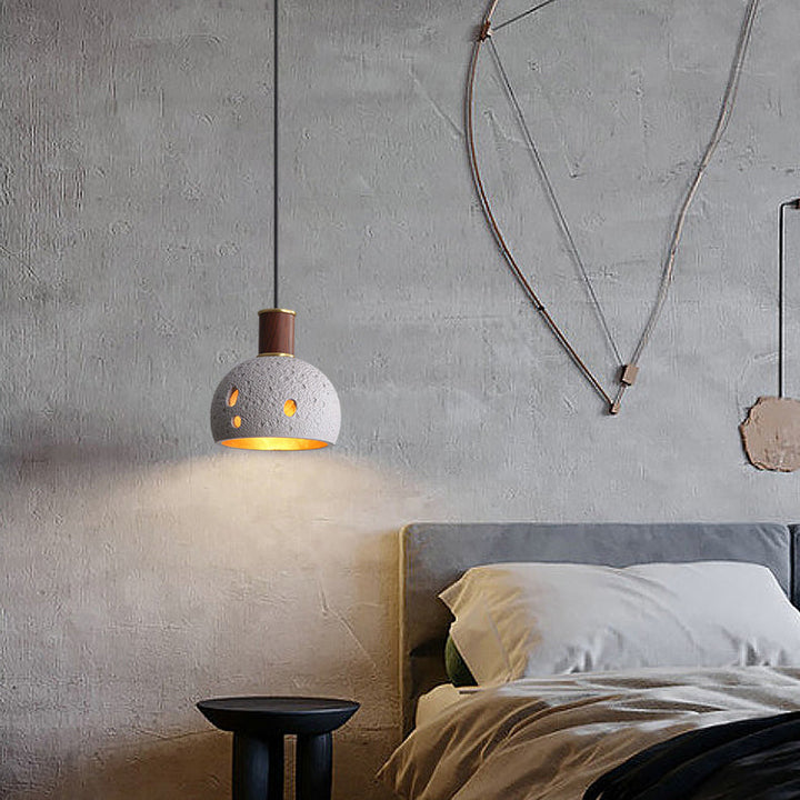 Moderne nordische Pendelleuchte mit Wabenstein-, Kupfer- und Kuppeldesign, rund, 1-flammig, für das Wohnzimmer 