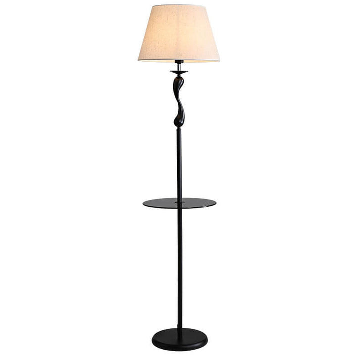 Lampe sur pied moderne et simple en tissu de lin à 1 lumière en forme de dôme en fer 