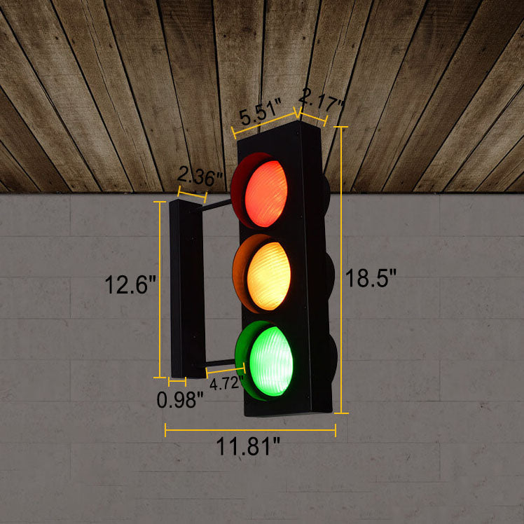 مصباح حائط LED بتصميم إشارة مرور صناعية عتيقة 