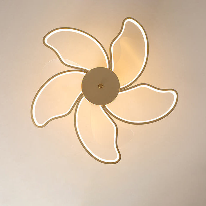 Nordic Minimalist Petal Shaped LED Semi-Flush Mount Ceiling Fan Light