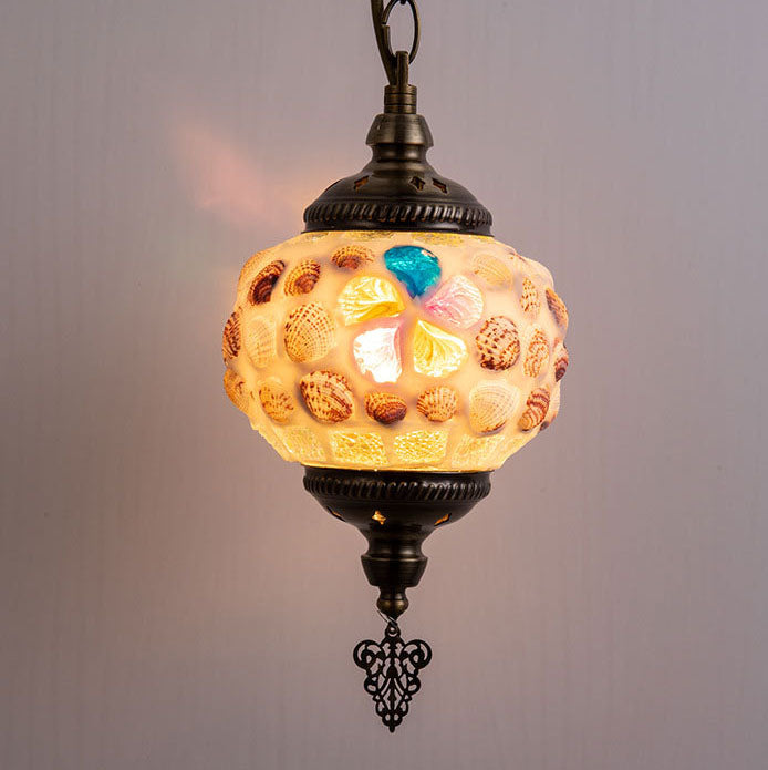 Lámpara colgante de 1 luz de hierro y vidrio rústico vintage nórdico 
