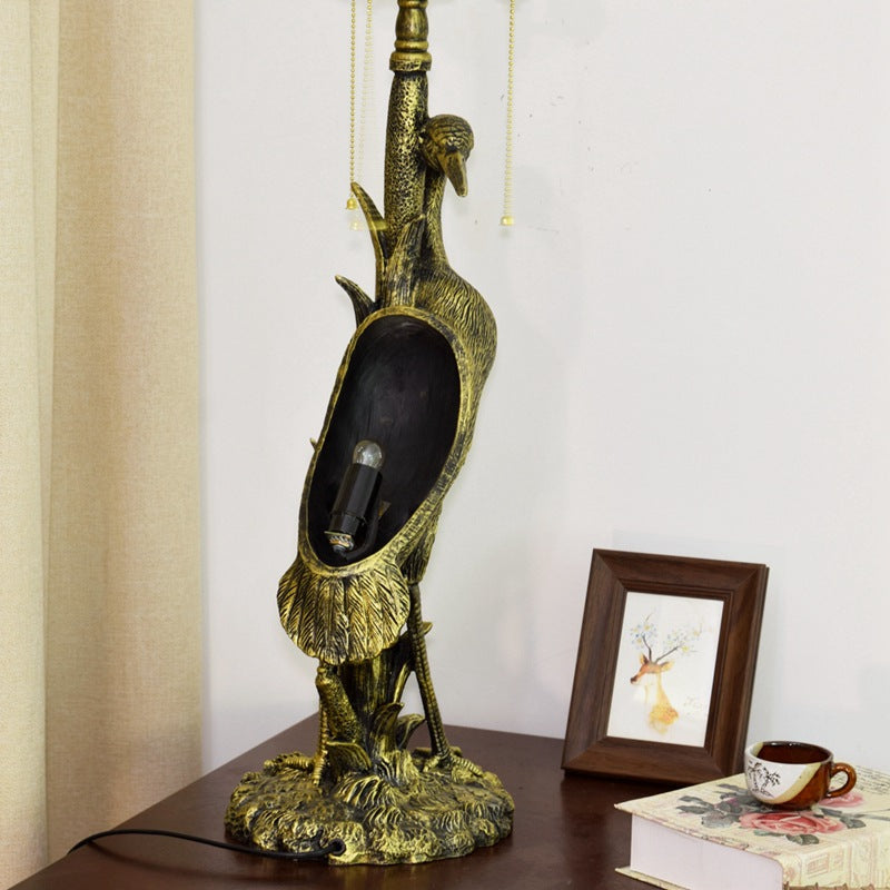 Lampe de table Tiffany en verre teinté à 3 lumières, luxe léger rétro européen, grue féminine 