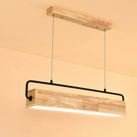 Nordic Minimalist Solid Wood Rectangular LED Chandelier