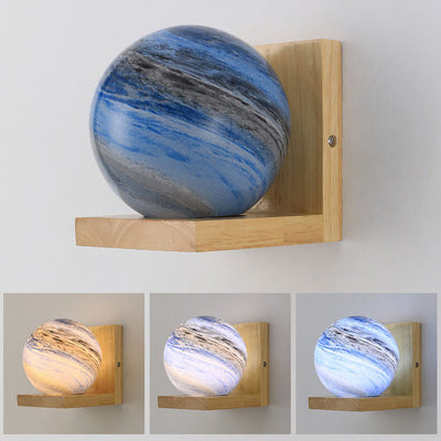 Applique Murale en Verre et Bois Nordic Creative Planet à 1 Lumière 