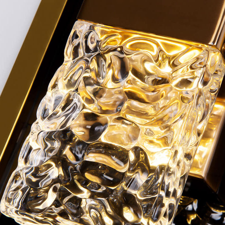 Moderne, quadratische, quadratische Ripple Crystal Gold LED-Wandleuchte