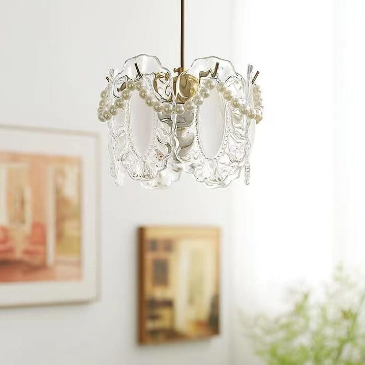 French Light Luxury Hardware Lampe suspendue à 1 lumière en verre 