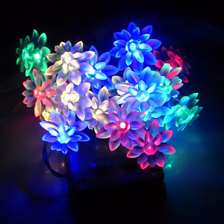 Solar Lotus String Lights Patio Outdoor Decorative Multicolor String Lights