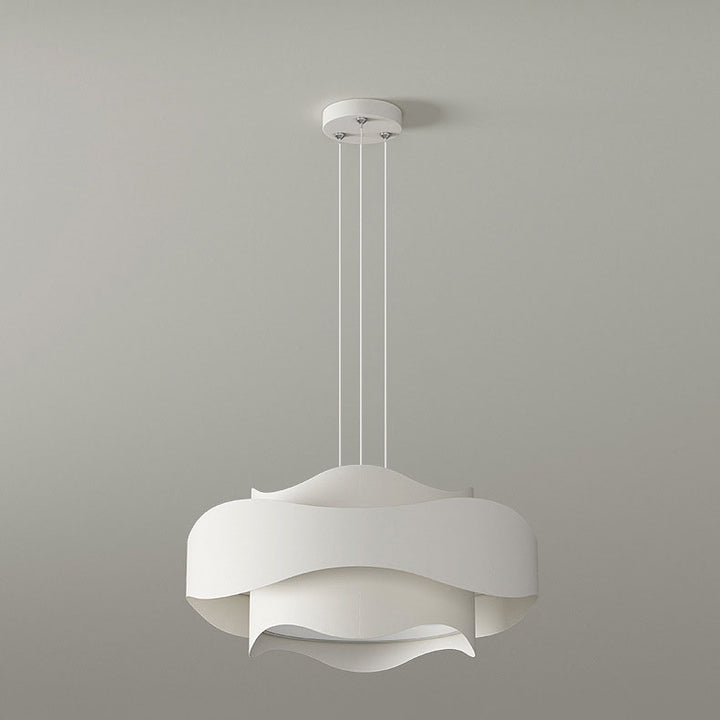 Contemporary Creative Wave Strip Round Iron Acrylic LED Island Light Chandelier For Dining Room