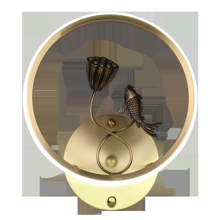 Applique murale LED de style chinois moderne avec design créatif de paysage de bassin de lotus 