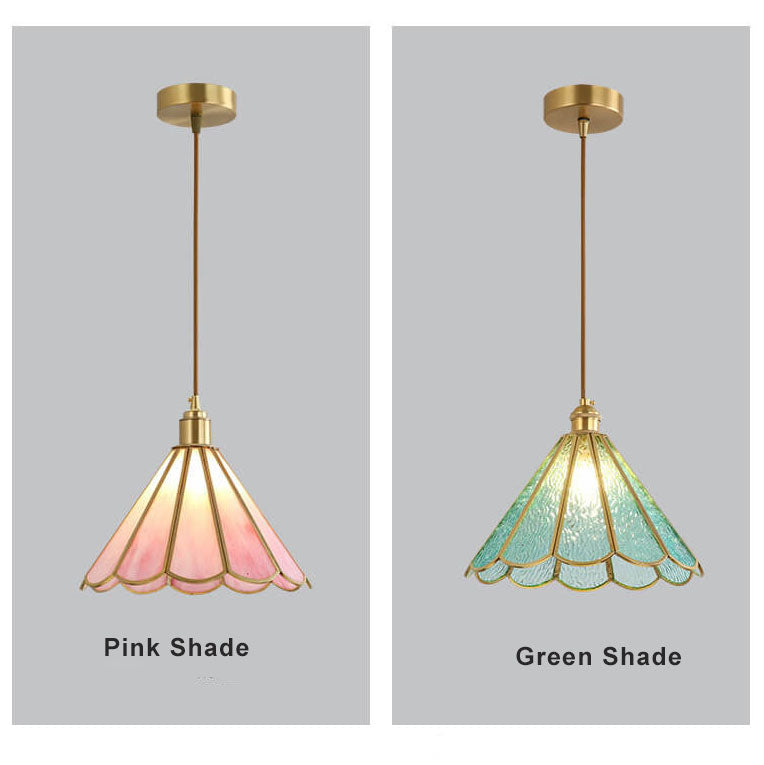 Modern Colorful Water-grain Glass 1-Light Bell Shaped Pendant Light