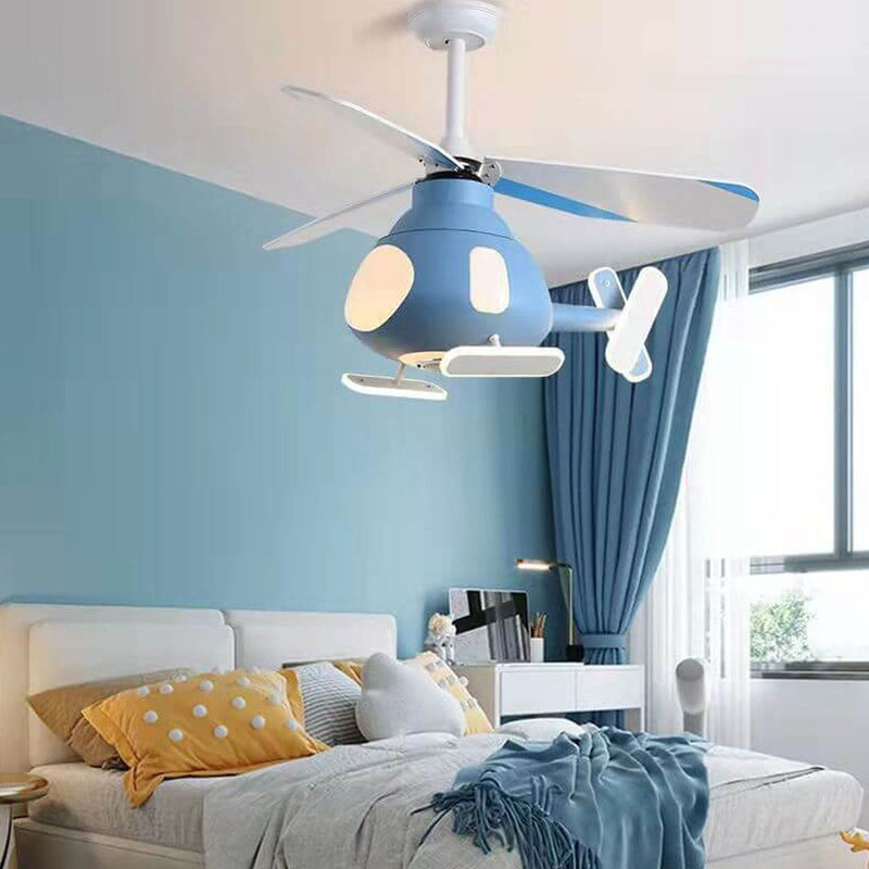 Cartoon Kreatives Flugzeugdesign LED Downrods Deckenventilatorlicht 