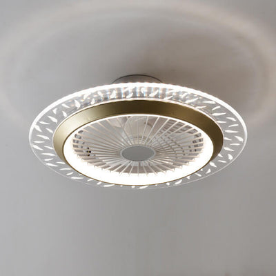 Modern RGB Acrylic Round LED Seme-Flush Mount Ceiling Fan Light