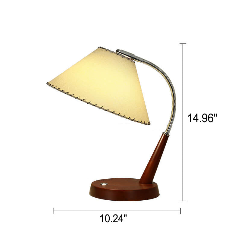 Vintage Pleated Fabric Wood Base Touch 1-Light Table Lamp